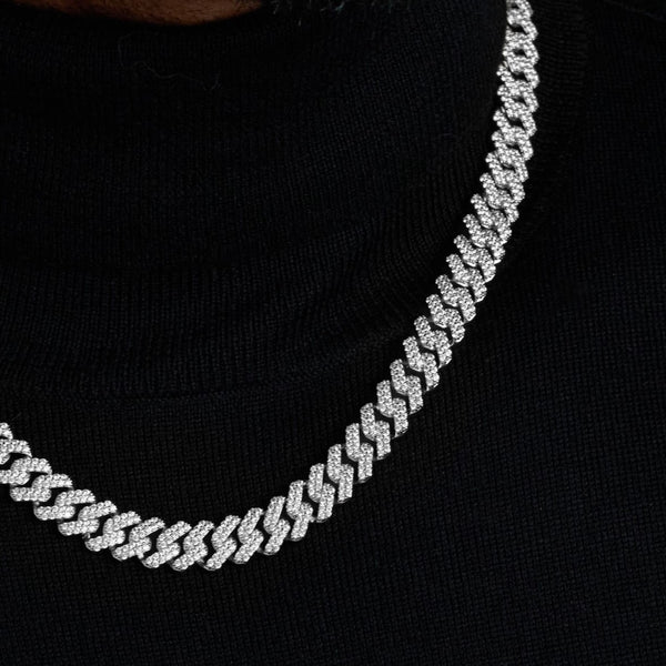 ICED PRONG CUBAN CHAIN (SILVER) - 12MM