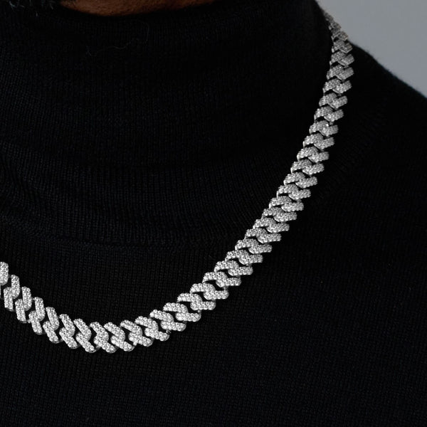 ICED PRONG CUBAN CHAIN (SILVER) - 10MM