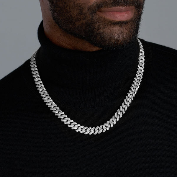 ICED PRONG CUBAN CHAIN (SILVER) - 10MM