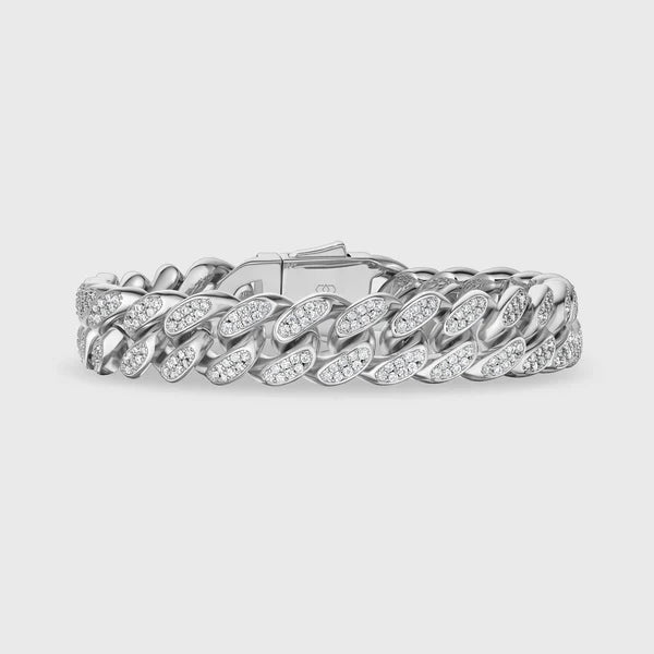 ICED CUBAN BRACELET (SILVER) - 12MM
