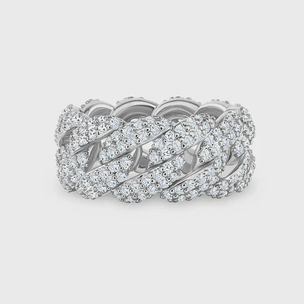 WOMEN ICED CUBAN RING (SILVER)