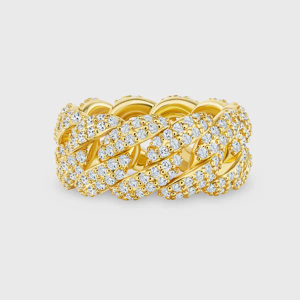 WOMEN ICED CUBAN RING (GOLD)