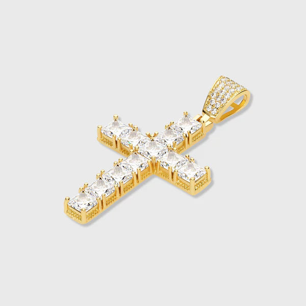 CROSS PENDANT - PRINCESS DIAMOND CUT (GOLD)