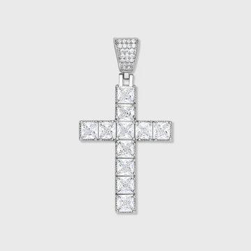 CROSS PENDANT - PRINCESS DIAMOND CUT (SILVER)