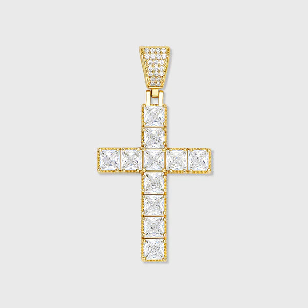 CROSS PENDANT - PRINCESS DIAMOND CUT (GOLD)