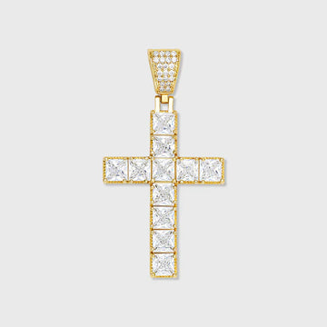 CROSS PENDANT - PRINCESS DIAMOND CUT (GOLD)