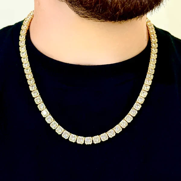 CLUSTERED TENNIS CHAIN (GOLD) - 8MM