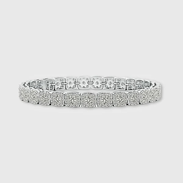 CLUSTERED TENNIS BRACELET (SILVER) - 8MM