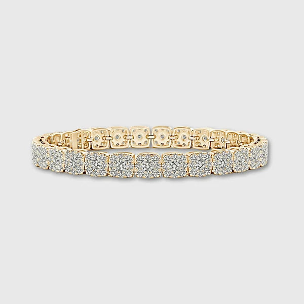 CLUSTERED TENNIS BRACELET (GOLD) - 8MM