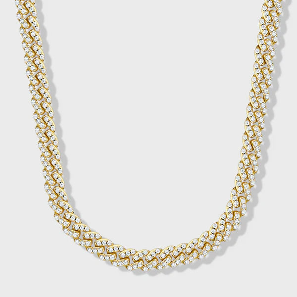 WOMEN'S ICED CUBAN CHAIN (GOLD) - 8MM