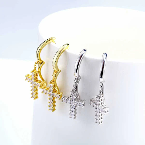 CROSS EARRINGS (GOLD)