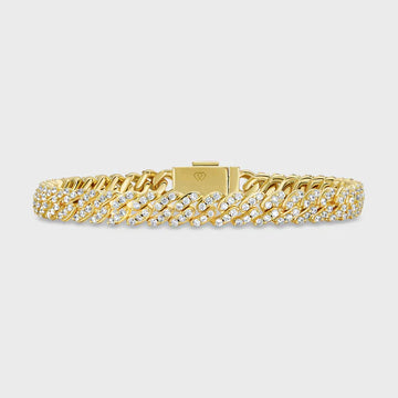 WOMEN'S ICED CUBAN BRACELET (GOLD) - 8MM