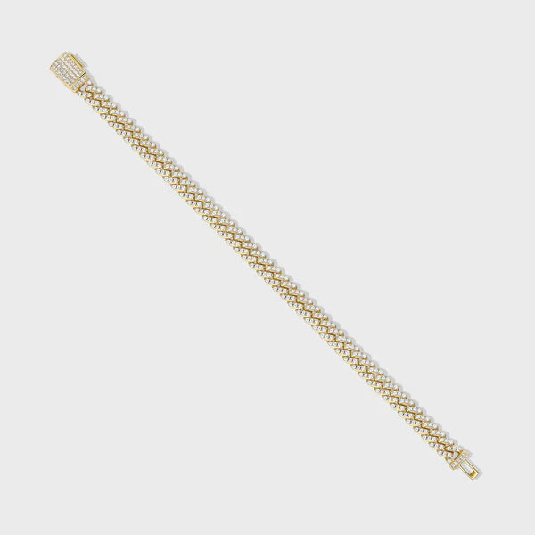 WOMEN'S ICED CUBAN BRACELET (GOLD) - 8MM