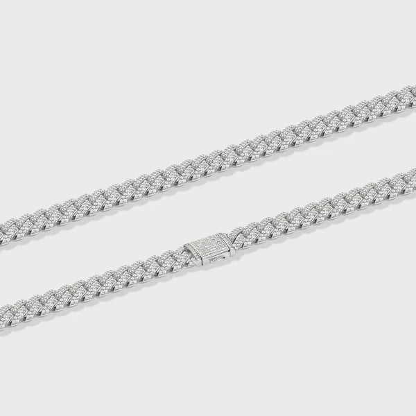 ICED PRONG CUBAN CHAIN (SILVER) - 10MM