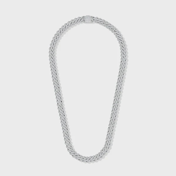 ICED PRONG CUBAN CHAIN (SILVER) - 10MM