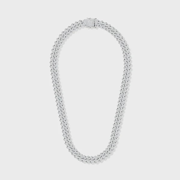 ICED PRONG CUBAN CHAIN (SILVER) - 12MM