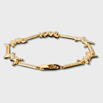 ICED BARBED WIRE BRACELET (GOLD) - 6MM