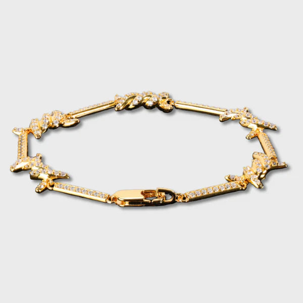 ICED BARBED WIRE BRACELET (GOLD) - 6MM