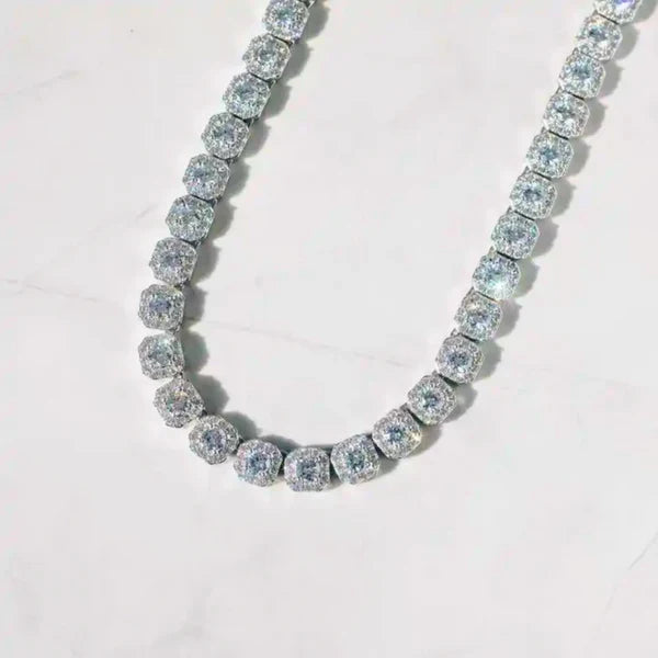 CLUSTERED TENNIS CHAIN (SILVER) - 8MM