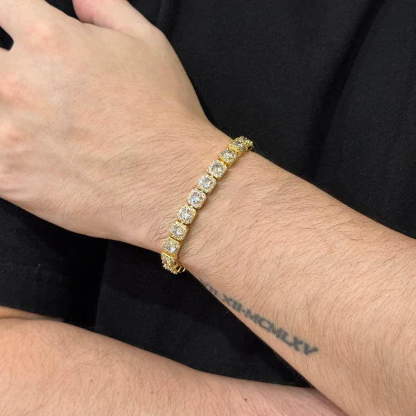 CLUSTERED TENNIS BRACELET (GOLD) - 8MM