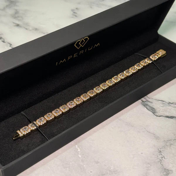 CLUSTERED TENNIS BRACELET (GOLD) - 8MM