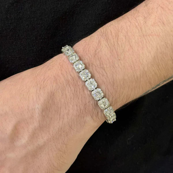 CLUSTERED TENNIS BRACELET (SILVER) - 8MM