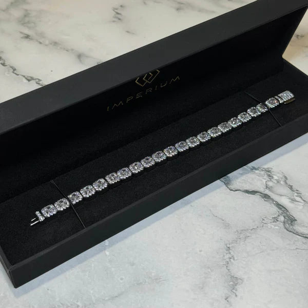 CLUSTERED TENNIS BRACELET (SILVER) - 8MM