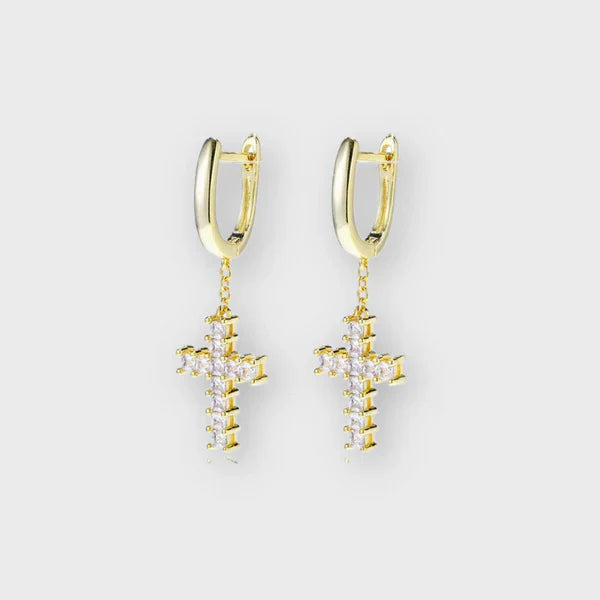 CROSS EARRINGS (GOLD)