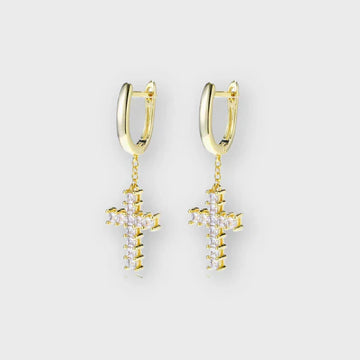 WOMEN CROSS EARRINGS (GOLD)