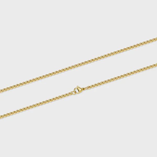 WOMEN'S ROUND BOX CHAIN (GOLD) - 3MM