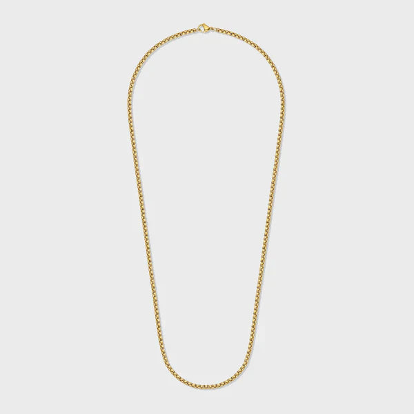 WOMEN'S ROUND BOX CHAIN (GOLD) - 3MM