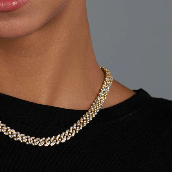WOMEN'S ICED CUBAN CHAIN (GOLD) - 8MM