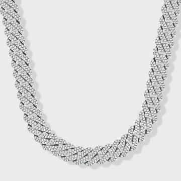 ICED PRONG CUBAN CHAIN (SILVER) - 10MM
