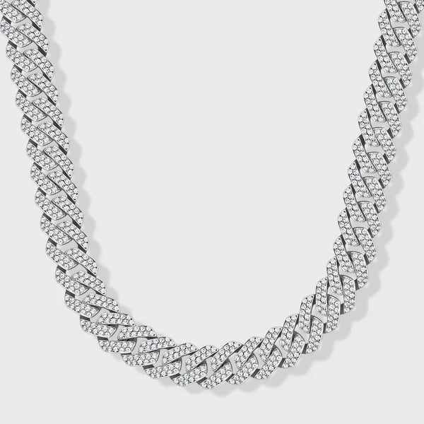 ICED PRONG CUBAN CHAIN (SILVER) - 10MM