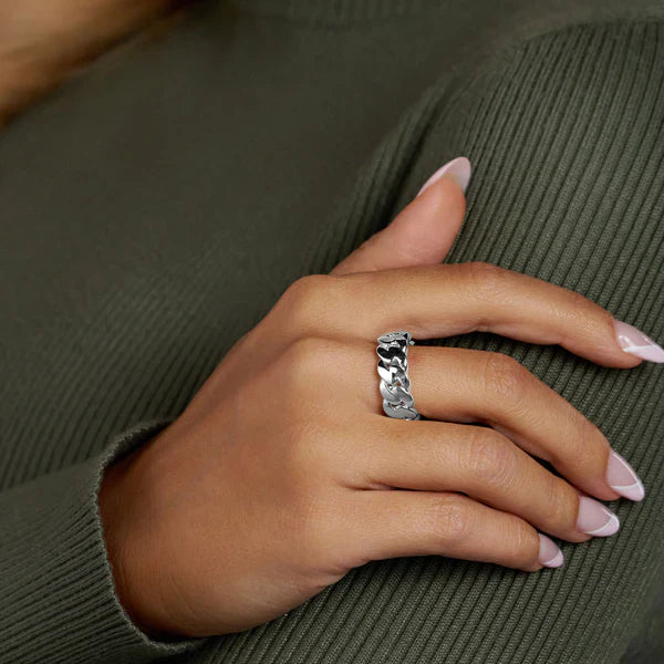 WOMEN CUBAN RING (SILVER)